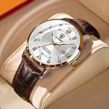 Men's Stainless Steel Quartz Watch with Luminous Hands