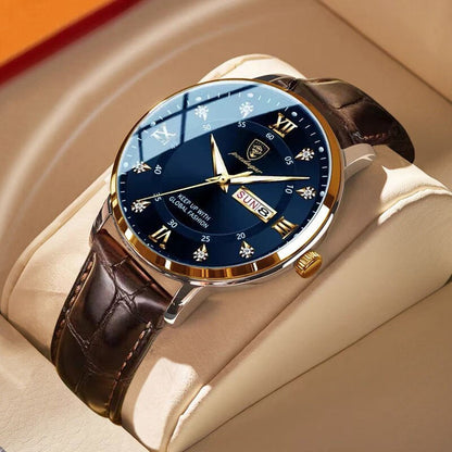 Men's Stainless Steel Quartz Watch with Luminous Hands