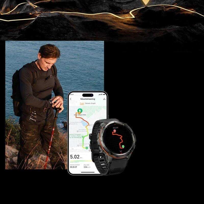 Men's T3 Ultra GPS AMOLED Smartwatch with 170 Sports Modes and 5ATM Water Resistance