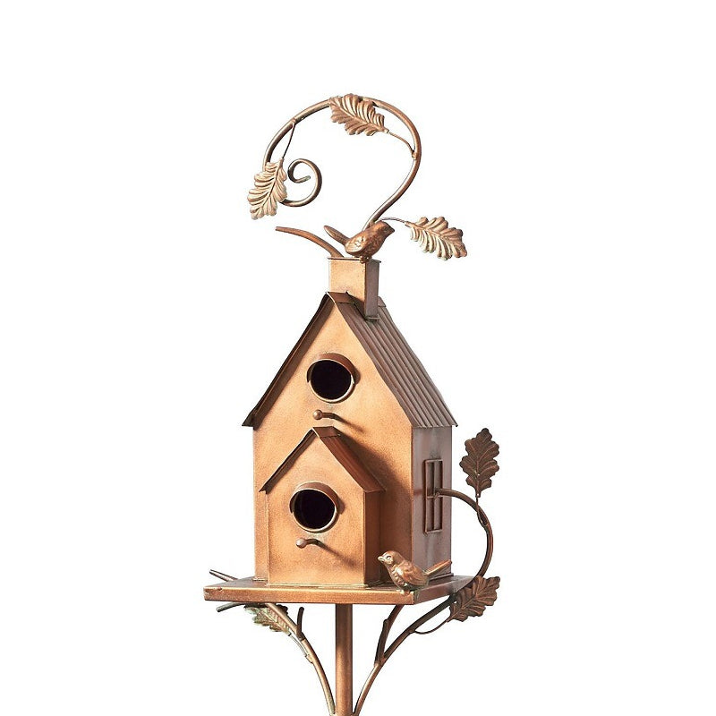 Metal Decorative Birdhouse Garden Stakes with Rustic Outdoor Design