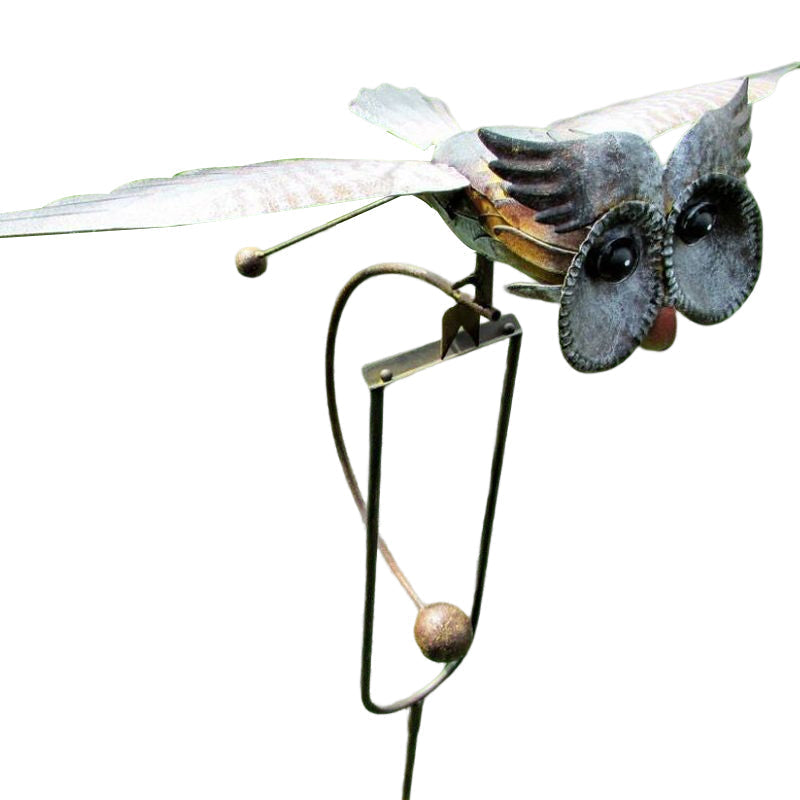 Metal Eagle and Owl Garden Decoration with Moving Wing Design