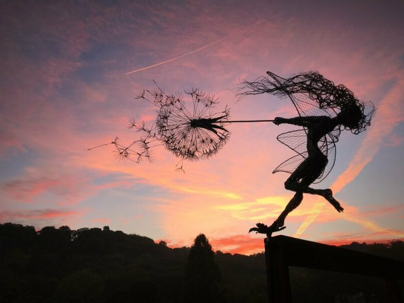 Metal Fairy Garden Stakes with Dandelion Designs and Multiple Style Options