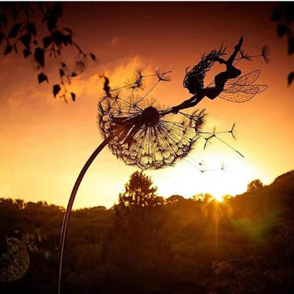 Metal Fairy with Dandelion Garden Sculpture 75 cm Decorative Lawn Ornament