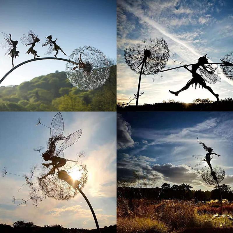 Metal Fairy with Dandelion Garden Sculpture 75 cm Decorative Lawn Ornament