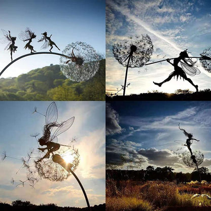 Metal Fairy with Dandelion Garden Sculpture 75 cm Decorative Lawn Ornament