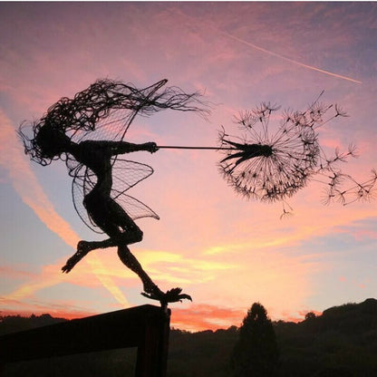Metal Fairy with Dandelion Garden Sculpture 75 cm Decorative Lawn Ornament