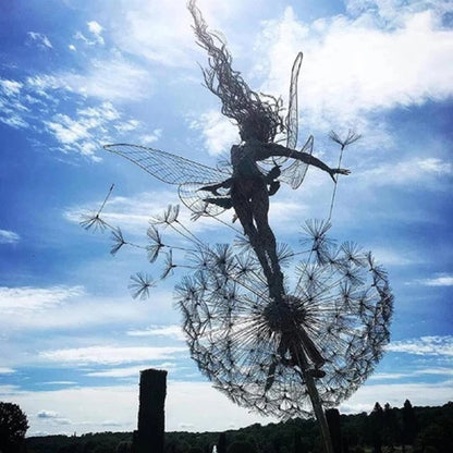 Metal Fairy with Dandelion Garden Sculpture 75 cm Decorative Lawn Ornament