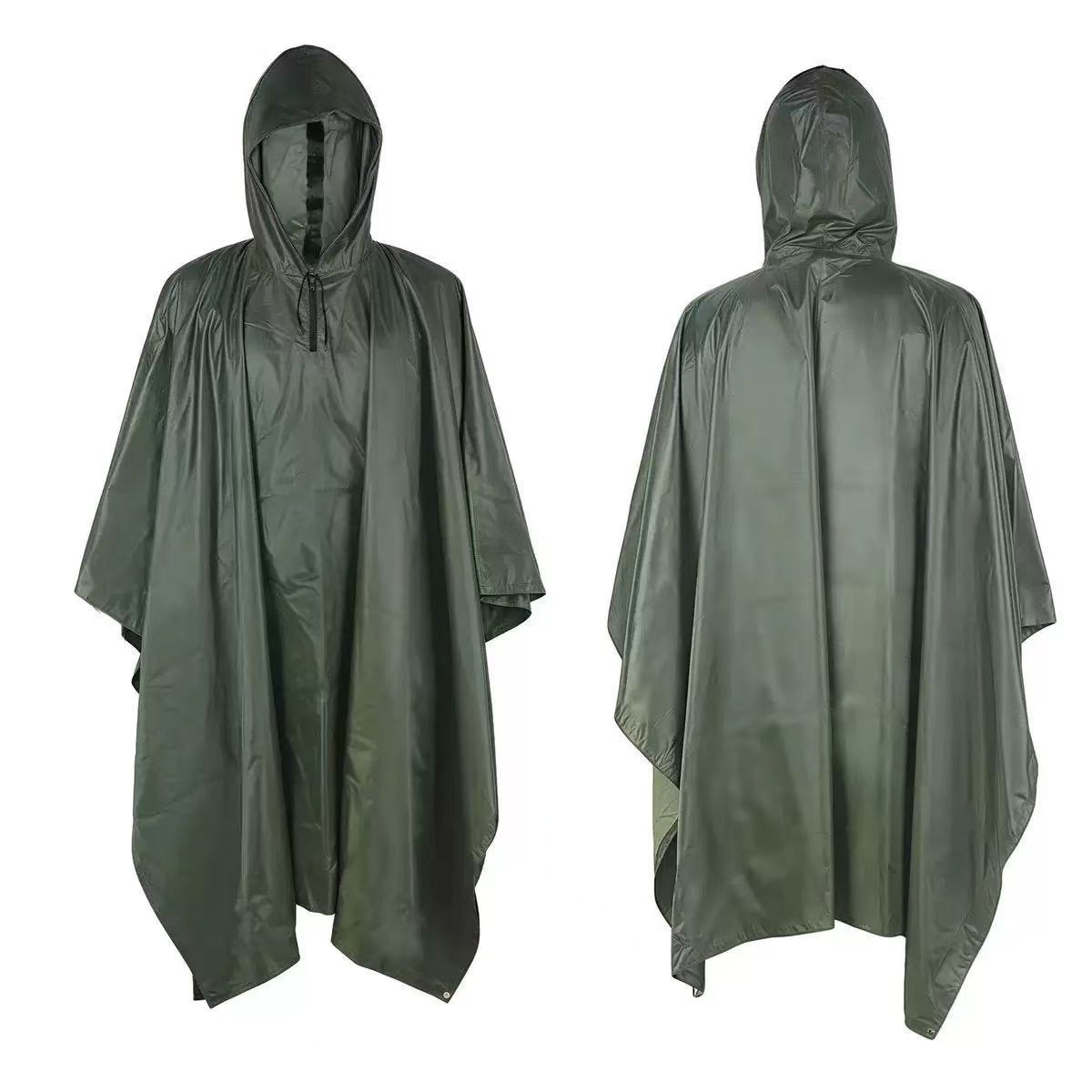 Military Style Hooded Rain Poncho with Tarp and Shelter Conversion
