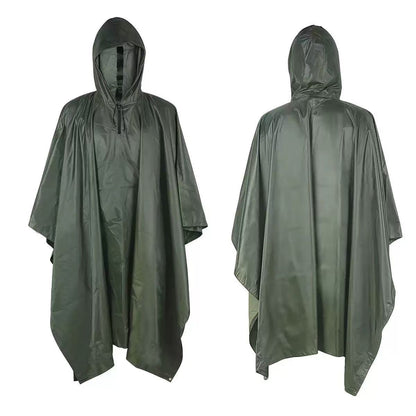 Military Style Hooded Rain Poncho with Tarp and Shelter Conversion