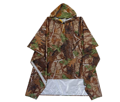 Military Style Hooded Rain Poncho with Tarp and Shelter Conversion