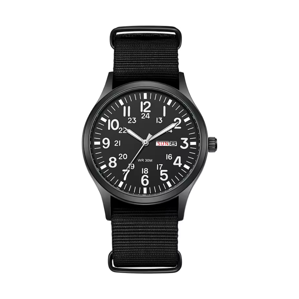 Military Style Outdoor Watch with Luminous Dial and 10 BAR Water Resistance