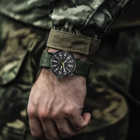 Military Style Outdoor Watch with Luminous Dial and 10 BAR Water Resistance