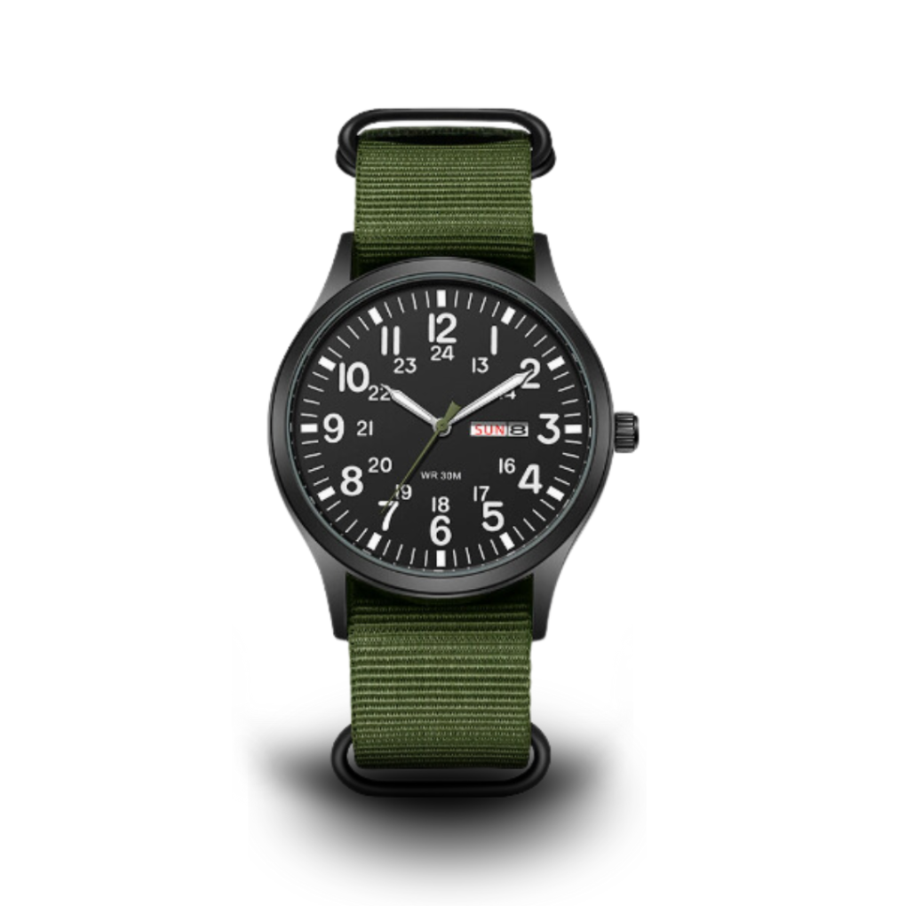 Military Style Outdoor Watch with Luminous Dial and 10 BAR Water Resistance