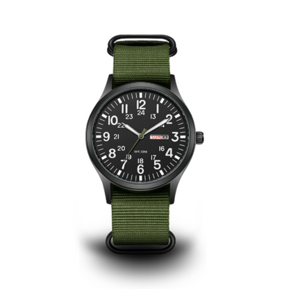 Military Style Outdoor Watch with Luminous Dial and 10 BAR Water Resistance