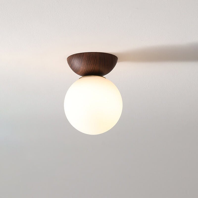 Minimal Wood and Glass LED Ceiling Light