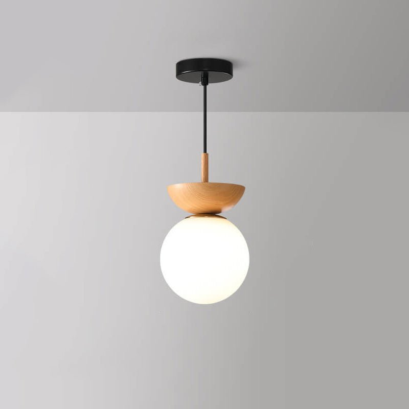 Minimal Wood and Glass LED Ceiling Light