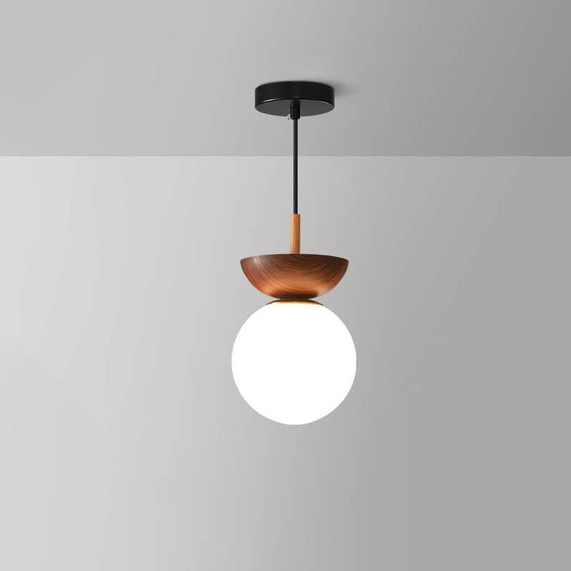 Minimal Wood and Glass LED Ceiling Light