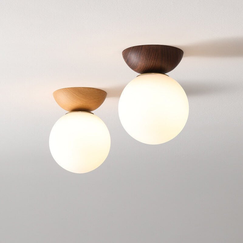 Minimal Wood and Glass LED Ceiling Light