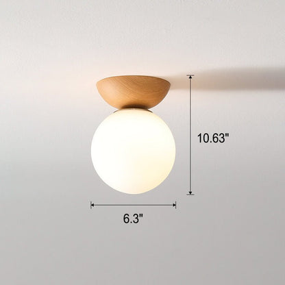 Minimal Wood and Glass LED Ceiling Light