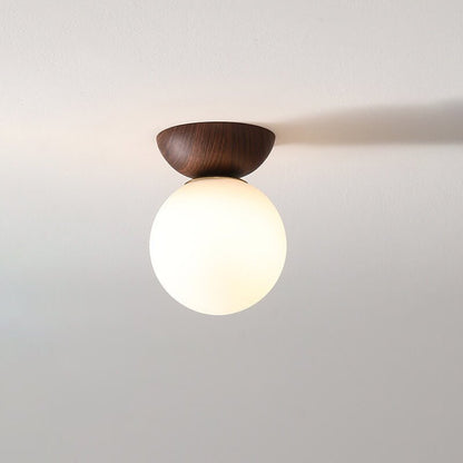 Minimal Wood and Glass LED Ceiling Light