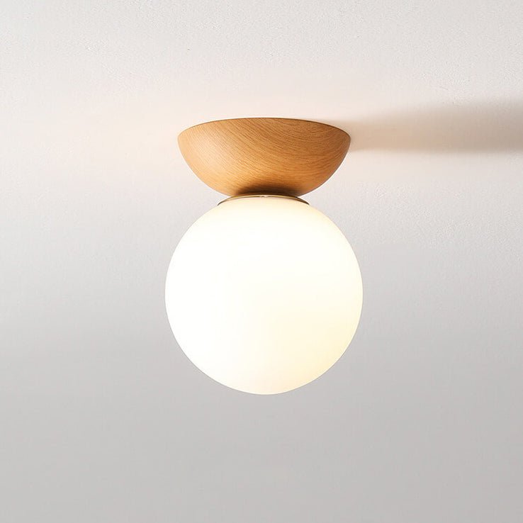 Minimal Wood and Glass LED Ceiling Light