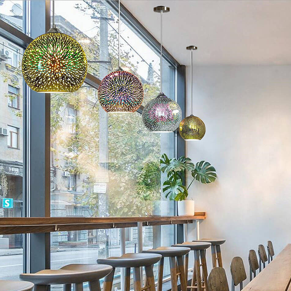 Modern 3D Colorful Glass Dome Pendant Light with E27 Socket