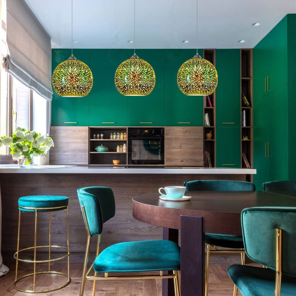 Modern 3D Colorful Glass Dome Pendant Light with E27 Socket