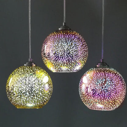 Modern 3D Colorful Glass Dome Pendant Light with E27 Socket