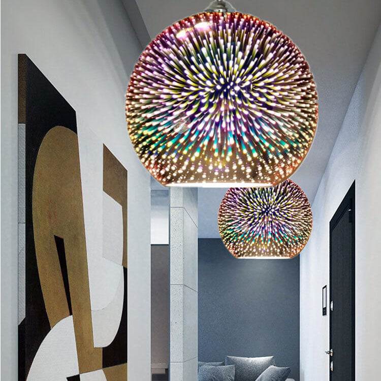 Modern 3D Colorful Glass Dome Pendant Light with E27 Socket