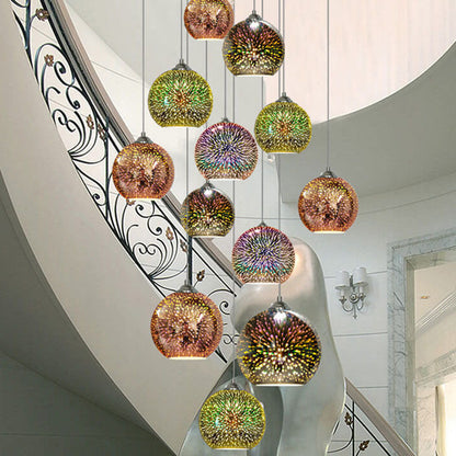 Modern 3D Colorful Glass Dome Pendant Light with E27 Socket