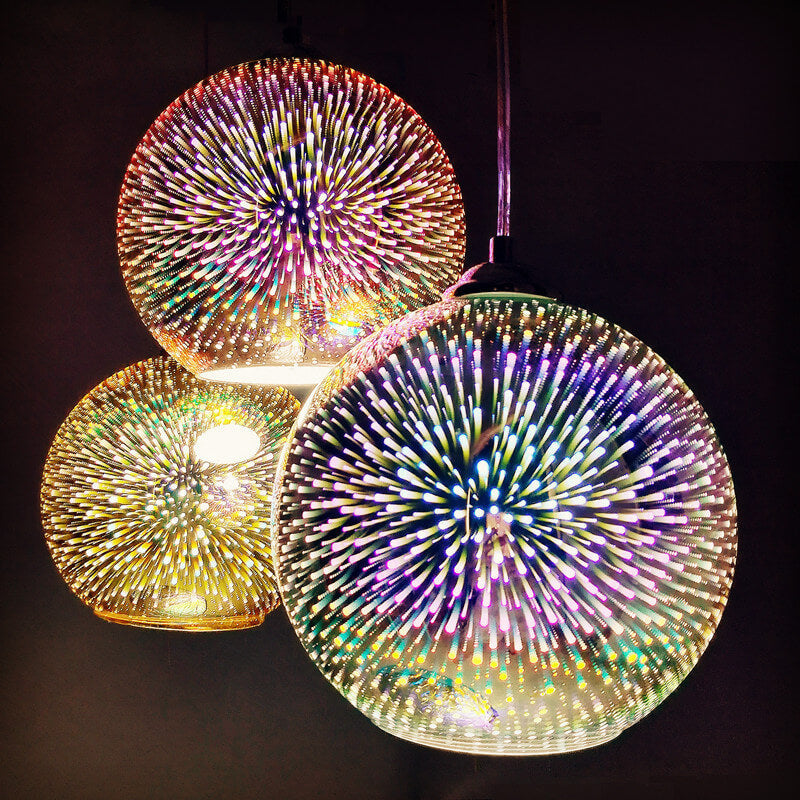 Modern 3D Colorful Glass Dome Pendant Light with E27 Socket