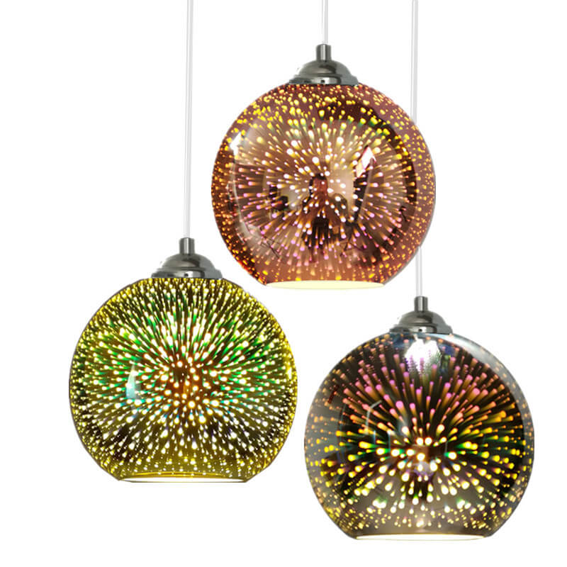 Modern 3D Colorful Glass Dome Pendant Light with E27 Socket