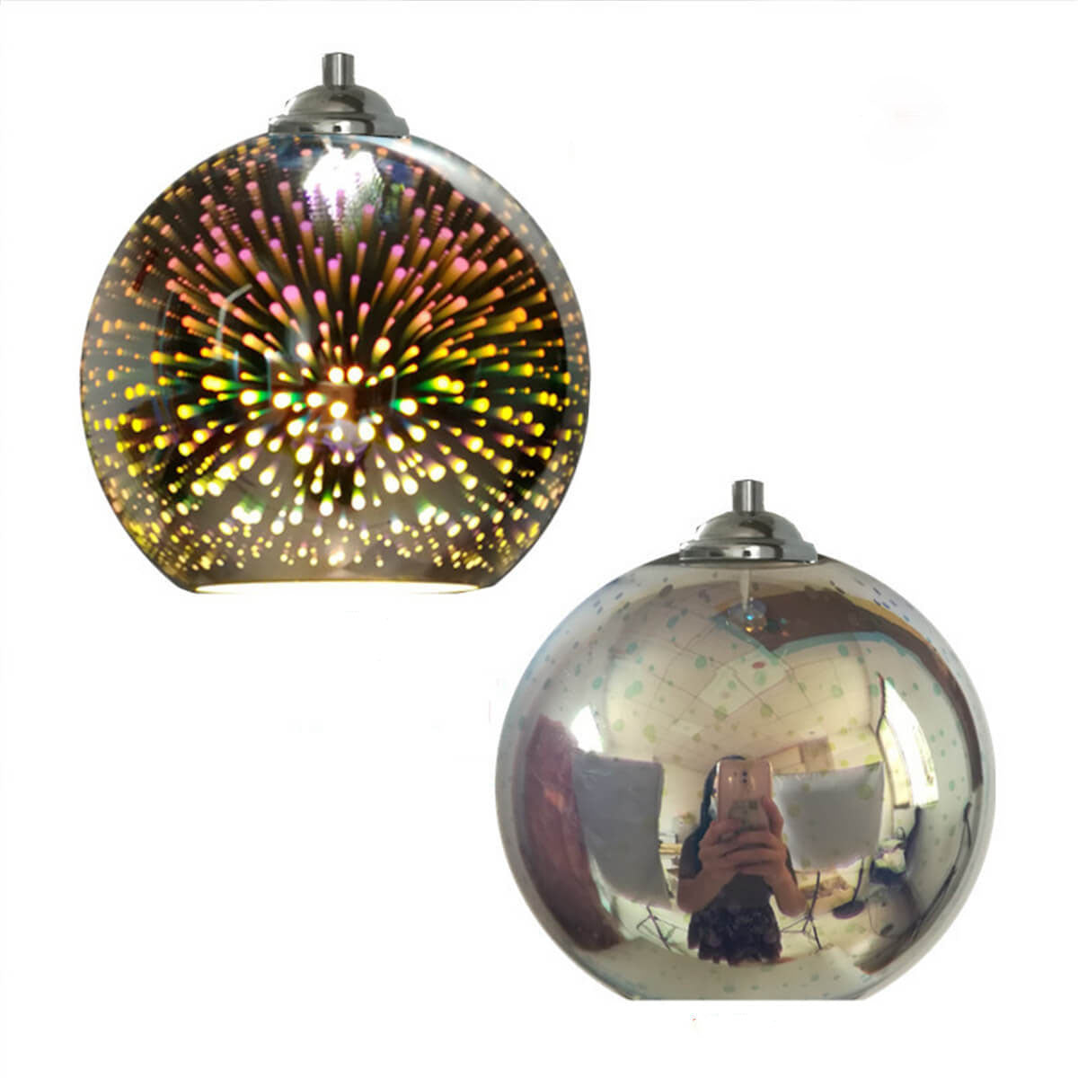 Modern 3D Colorful Glass Dome Pendant Light with E27 Socket