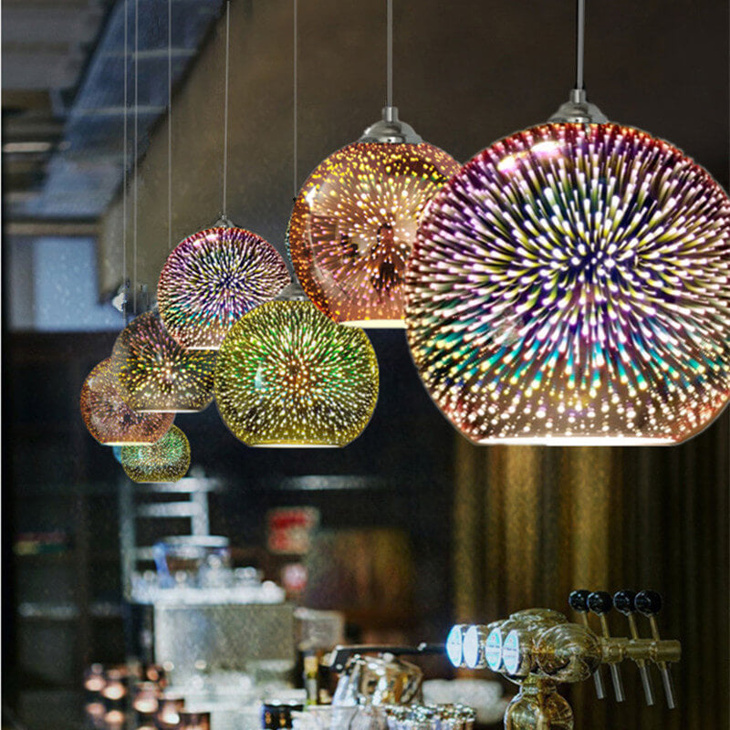 Modern 3D Colorful Glass Dome Pendant Light with E27 Socket