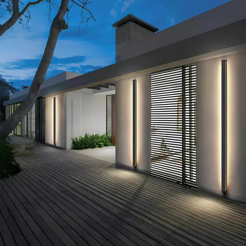 Modern Aluminium Outdoor Wall Sconce with Backlit LED Lighting