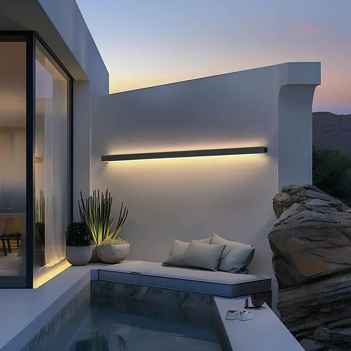 Modern Aluminium Outdoor Wall Sconce with Backlit LED Lighting
