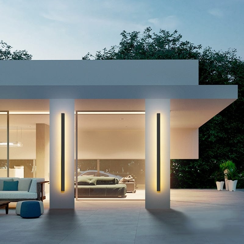 Modern Aluminium Outdoor Wall Sconce with Backlit LED Lighting