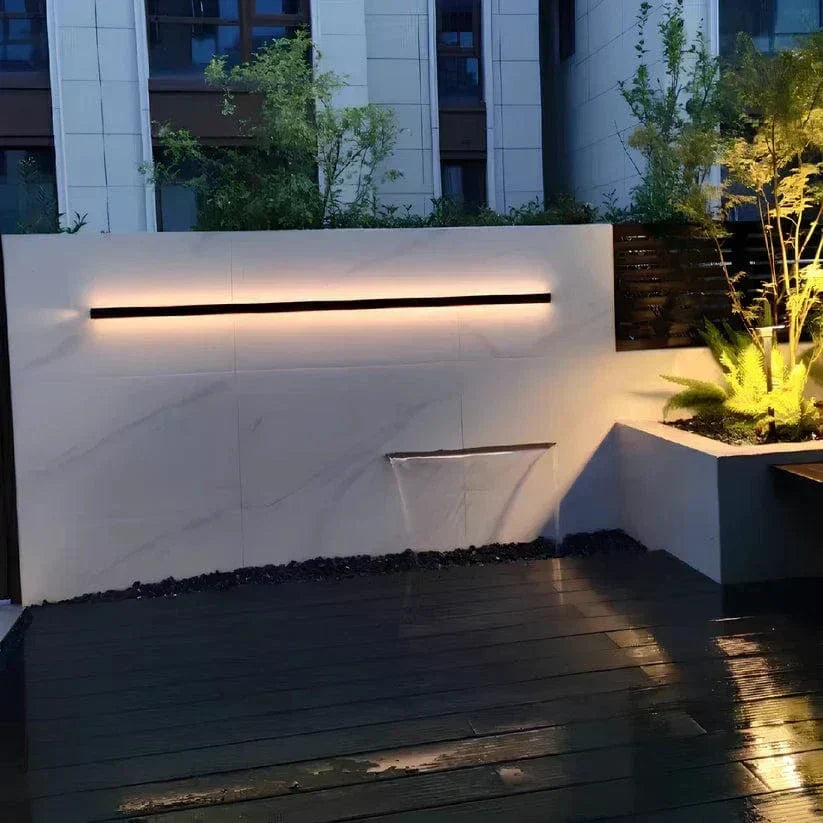 Modern Aluminium Outdoor Wall Sconce with Backlit LED Lighting
