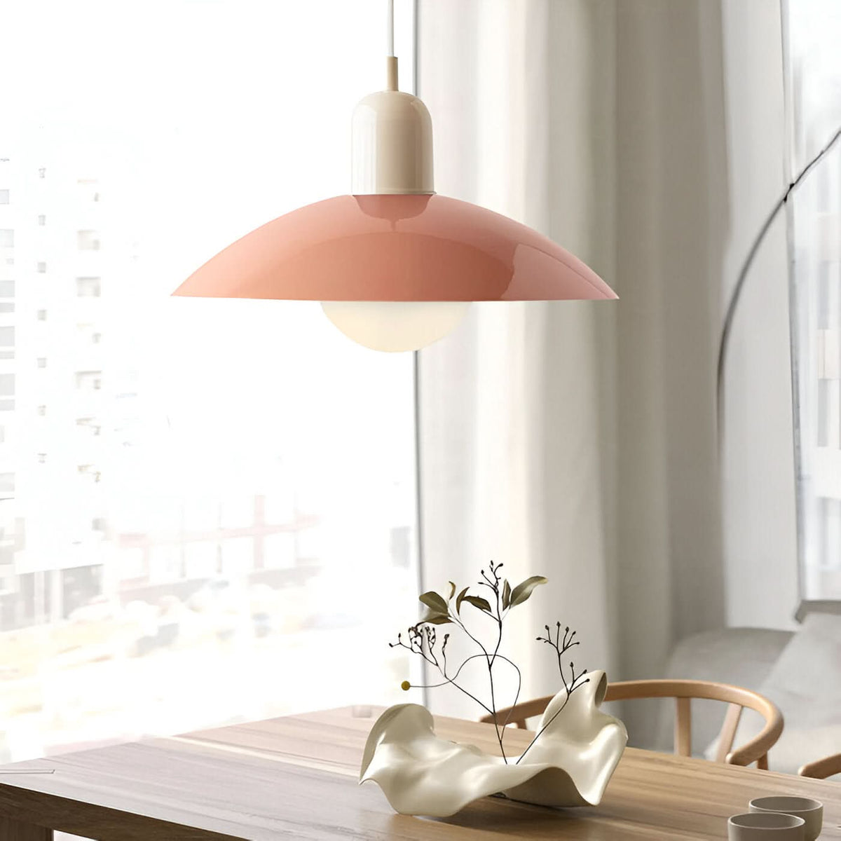 Modern Bauhaus Pendant Light with Iron Shade and Adjustable Cord