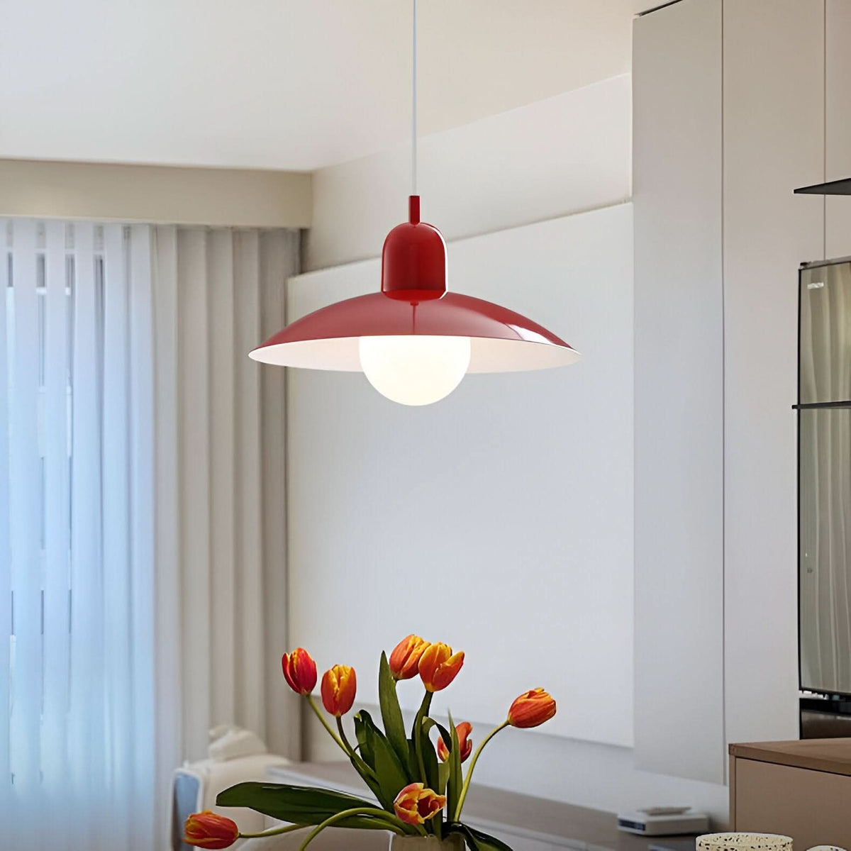 Modern Bauhaus Pendant Light with Iron Shade and Adjustable Cord