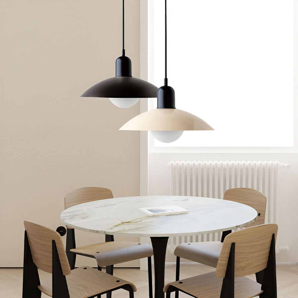 Modern Bauhaus Pendant Light with Iron Shade and Adjustable Cord