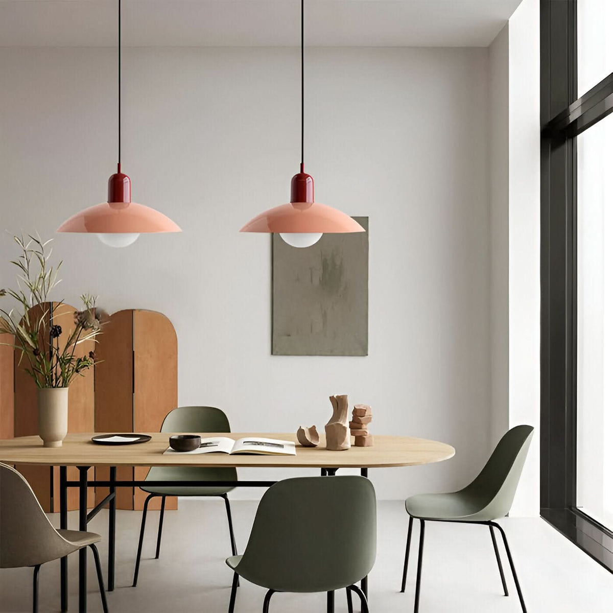 Modern Bauhaus Pendant Light with Iron Shade and Adjustable Cord