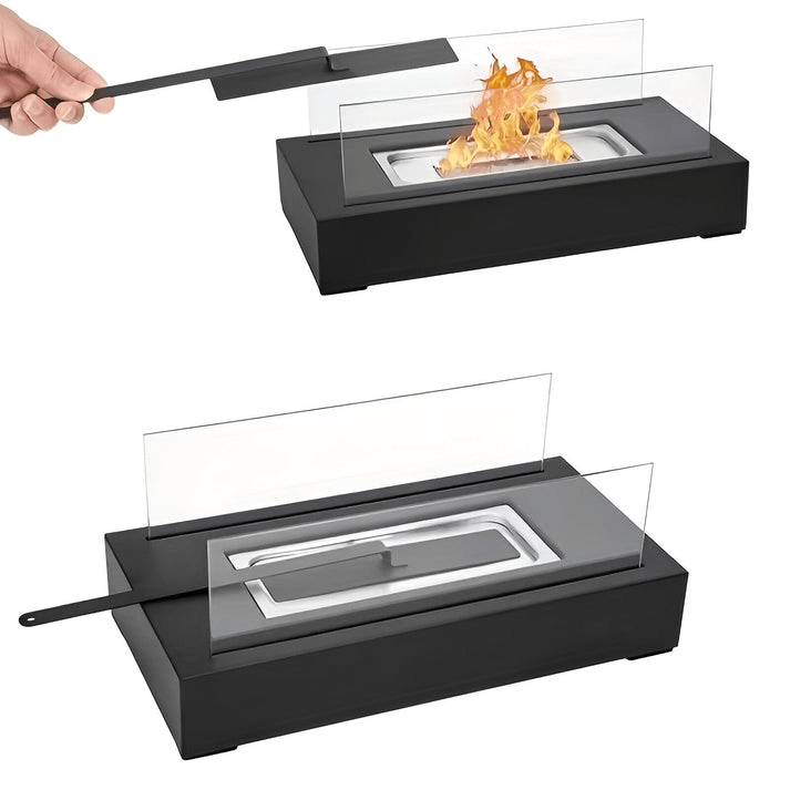 Modern Bioethanol Table Fireplace with Tempered Glass