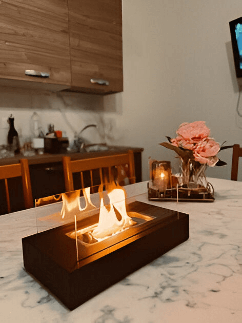 Modern Bioethanol Table Fireplace with Tempered Glass