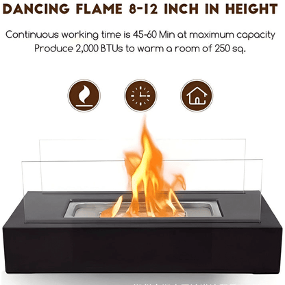 Modern Bioethanol Table Fireplace with Tempered Glass
