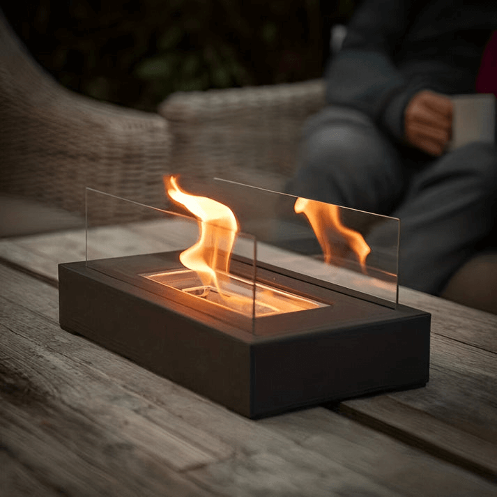 Modern Bioethanol Table Fireplace with Tempered Glass