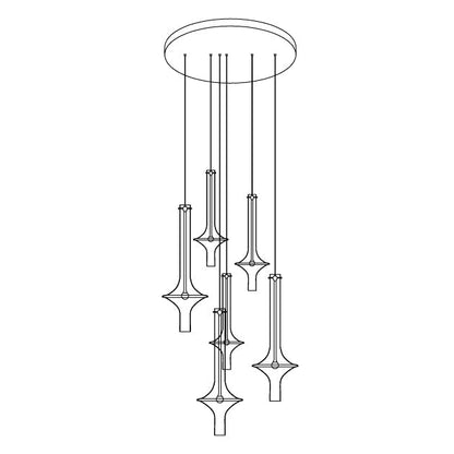 Modern Glass and Iron LED Pendant Lamp with Adjustable Colour Temperature