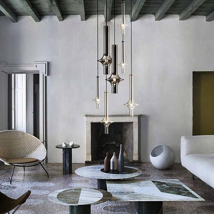 Modern Glass and Iron LED Pendant Lamp with Adjustable Colour Temperature