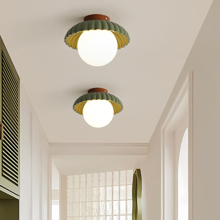 Modern Iron and Glass Flush Mount Ceiling Light