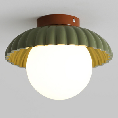 Modern Iron and Glass Flush Mount Ceiling Light